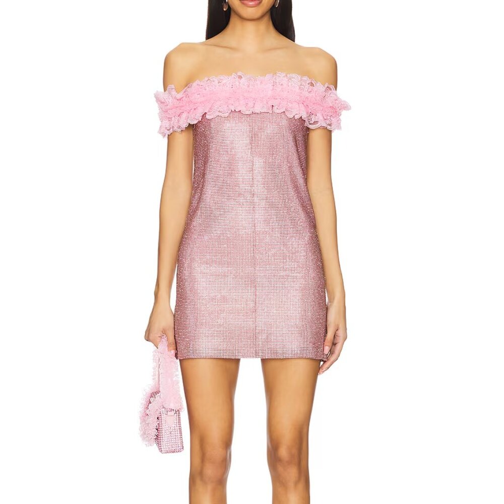 Self-portrait Christopher Kane Crystal Fishnet Mini Dress, Size 0, New with Tag